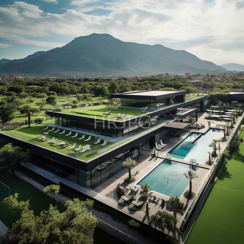 modern multilevel luxury house with floortoceiling glass walls and infinity pool