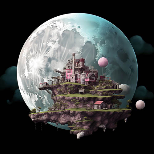 floating island architecture defined by cosmic landscape and celestial balance