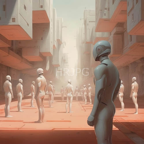 urban futurism emerges amidst pastel hued skyscrapers and unclad humanoid figures