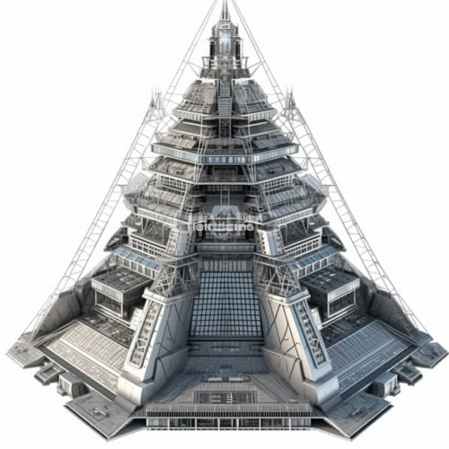multipanel gray metallic textures cover tiered rooftop geometric shapes