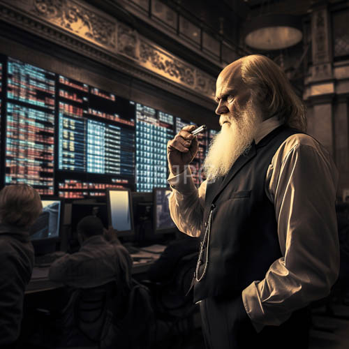 glowing computer screens illuminate colorful financial boards in stock exchange rooms