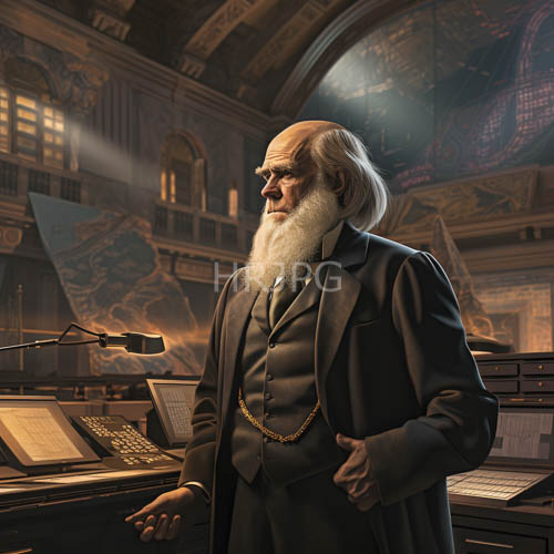 victorian style attire stands out among ancient maps and ornate bookshelves