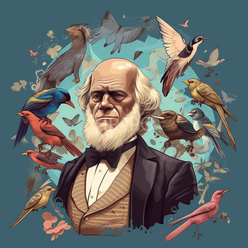 formal figures amidst teal backdrops and avian motifs in forest setting