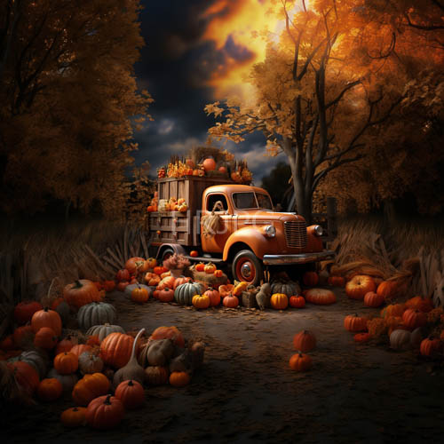 High Resolution: Autumn Harvest Amidst Fading Clouds and AmberHued Trees download. | HRJPG.com