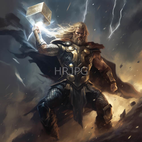 furious norse warrior wields lightningaccented hammers in turbulent stormy skies