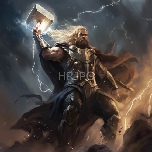 stormy highfantasy warrior in electrified armor amidst swirling dark clouds