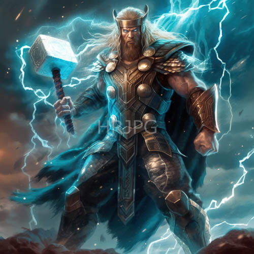 High Resolution: Bronze plates protect rugged warrior amidst ancient stormy skies with primordial power download. | HRJPG.com
