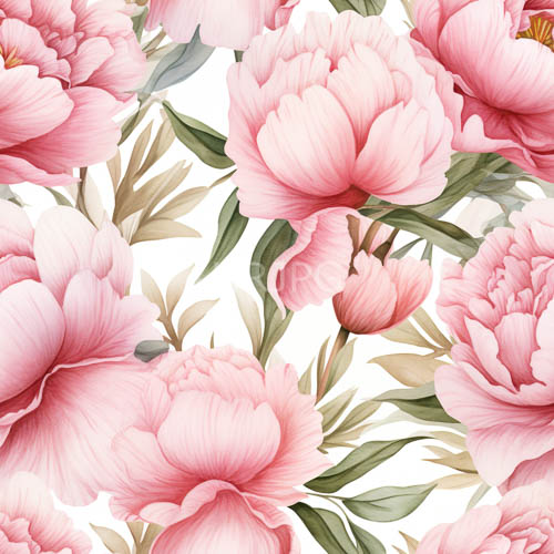 High Resolution: Detailed Pink Peonies on White Background with Deep Green Leaves download. | HRJPG.com