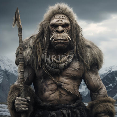 High Resolution: Prehistoric ApeMen Wielding Sharpened Wooden Spears in Tribal Setting download. | HRJPG.com