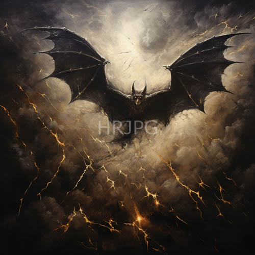 ominous darkwinged dragon conquers turbulent yellowblackgray stormy skies