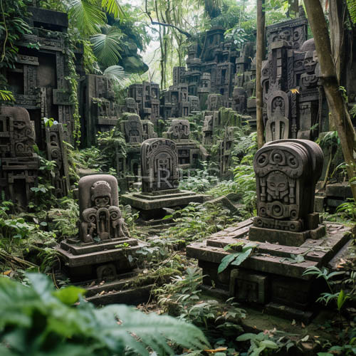 fungal patterns emerge amidst ancient jungle decay and forgotten history