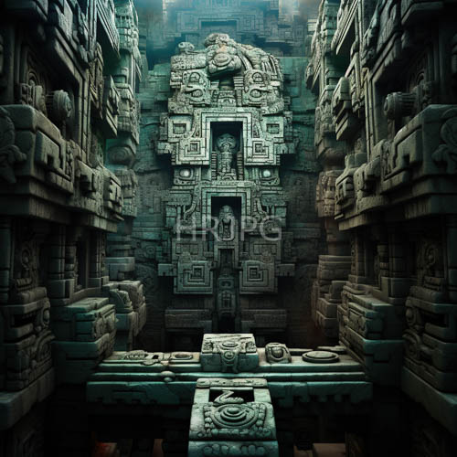 intricately carved mayan temple exudes mysterious historical aura through geometric patterns