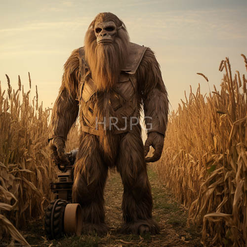 High Resolution: Chewbaccas Muscular Frame Against Leather Armor in Sunset Cornfield Landscape download. | HRJPG.com