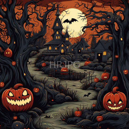 autumnal shadows dance across twisted blackened trees under full moonlight