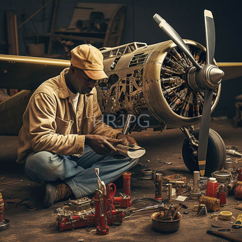 muted overhead lighting reflects off scattered tools on industrial workshop floors
