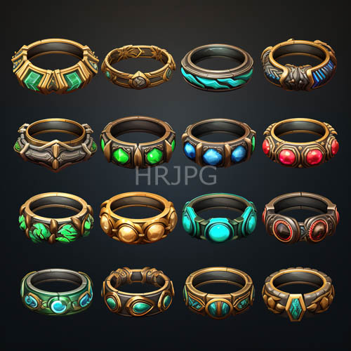 High Resolution: Ornate Gold Rings on Black Background Showcase Intricate Geometric Patterns and Gemstones download. | HRJPG.com