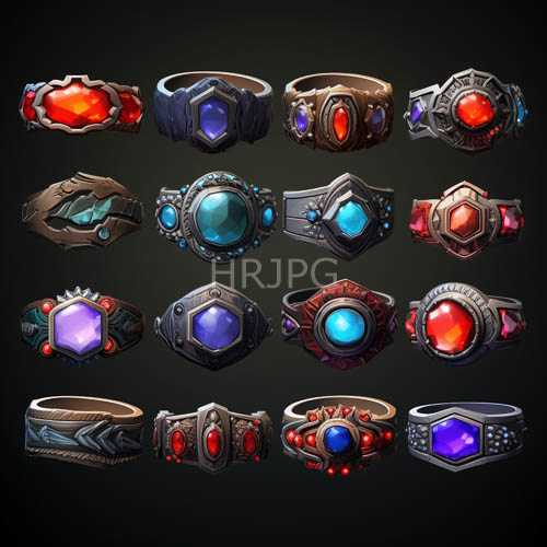 fantasy rings embellished with ornate metallic bands and intricate gemstone settings