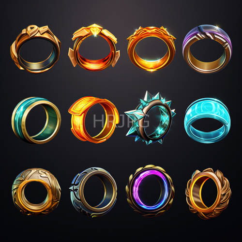 multicolored metallic rings showcase highenergy textures against dark gradient backdrop