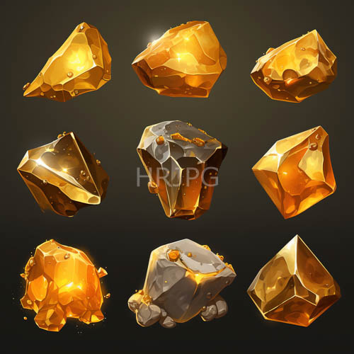 faceted gemstones shine with reflective surfaces and metallic edges in a treasure trove