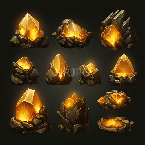 orange crystals set in dark rock radiate intense light within ancient discovery