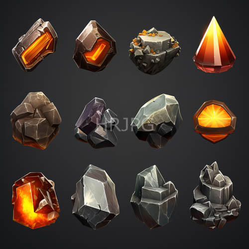 gemstone facets display rectangular compositions in brownishorange metallic collection