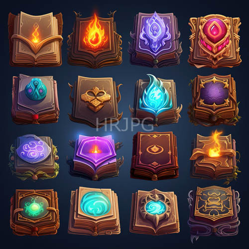 flickering flames and glowing power symbols illuminate open magical book pages