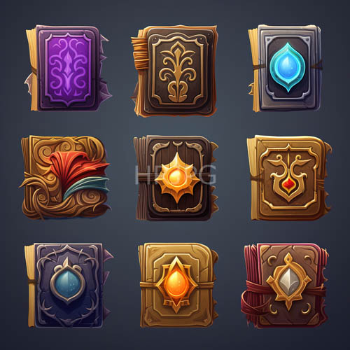 ornate leather bindings encase mystical tomes filled with ancient forbidden knowledge