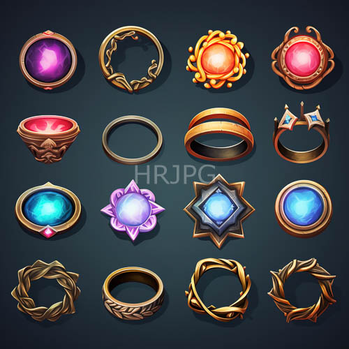 luminous purple cabochons accent gold filigree jewelry across dark teal backgrounds