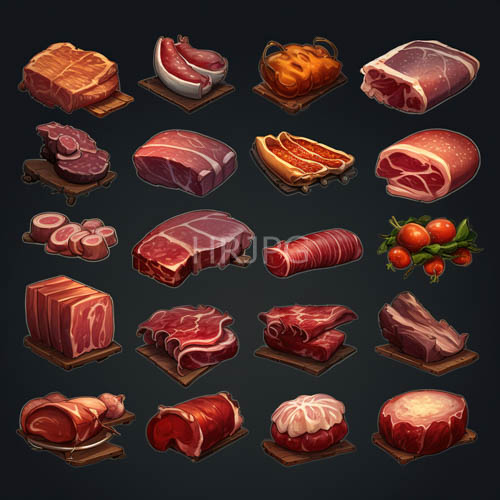 polished wooden boards support marbled steaks beside crispy edged sausages closely