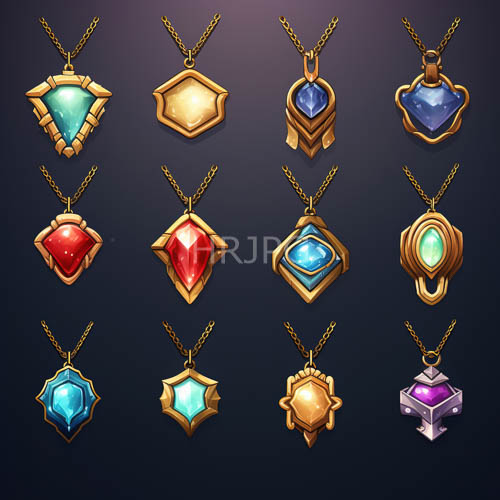 twisting gold chains display heart shaped blue diamonds before shadowed walls