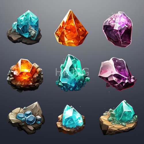 High Resolution: Rugged rocky bases support turquoise blue crystals around a central diamond download. | HRJPG.com