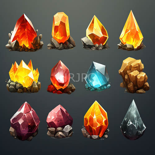 reflective crystal facets throw dramatic light patterns across deep shadowy backdrops