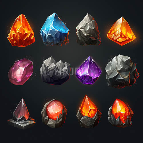 High Resolution: Rough black rock textures elevate a cascading pinkish purple diamond shape download. | HRJPG.com