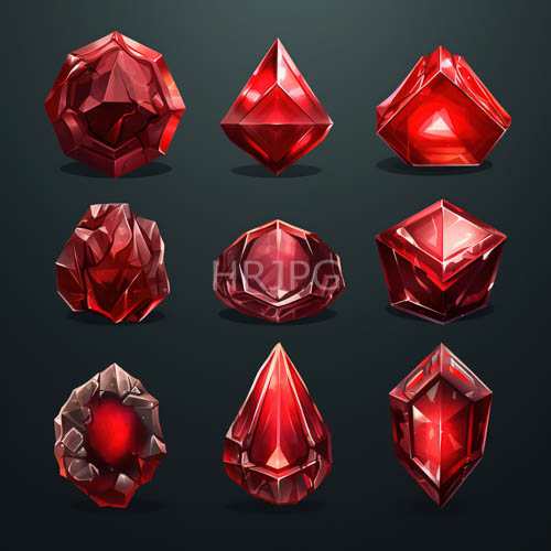 symmetrical rows of red octahedrons align within a green grid