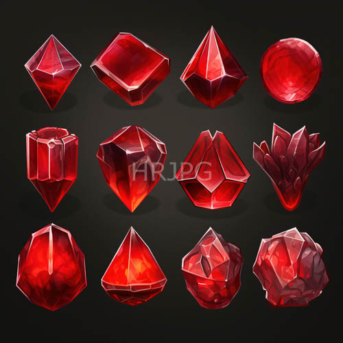 sparkling highlights catch sharp facets of geometric red crystal clusters