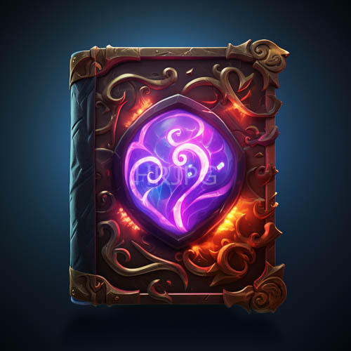 radiant orange fireglow illuminates purple swirls inside an open golden book