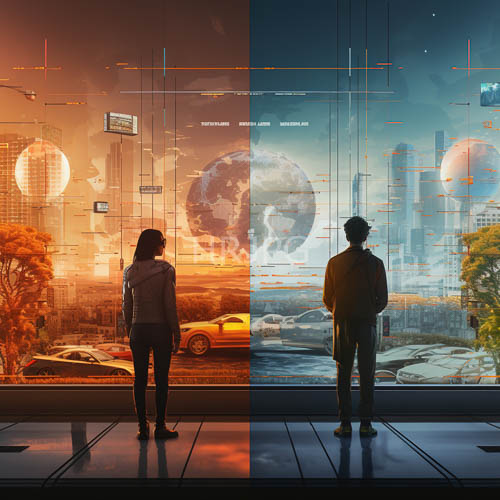 High Resolution: Divided transparent glass panels mirror a warm orange future mobility hub download. | HRJPG.com