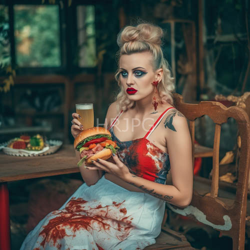 gore blood stains texture a festive vintage dress on wood