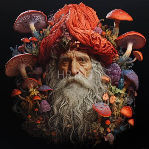 fabric like red mushroom hats distinguish a white haired forest guardian