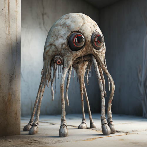 forgotten abysses octopuslike creature leans against concrete chamber