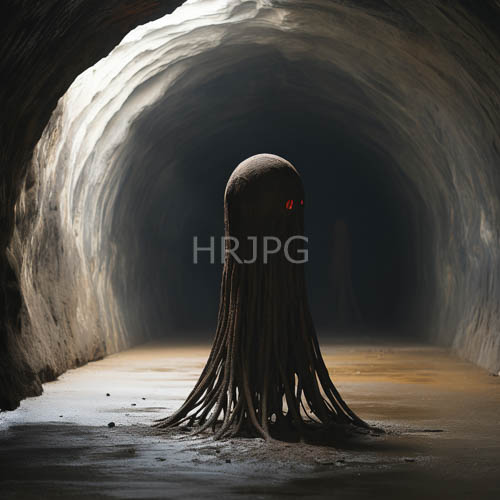 sapphire hue entities emerge from cavernous gargantuan mouth amidst undulating silhouettes and wet clicks