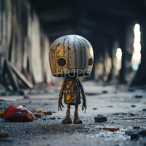 forgotten warehouse finds vibrant contrast in oversized metallic dome toy display