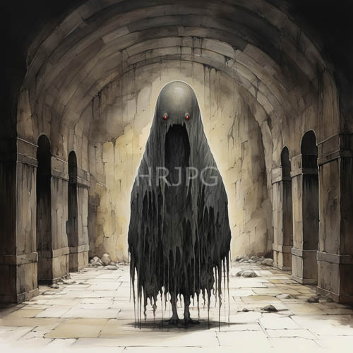 redeyed phantom stalks dimly lit stone corridor through crimson illumination