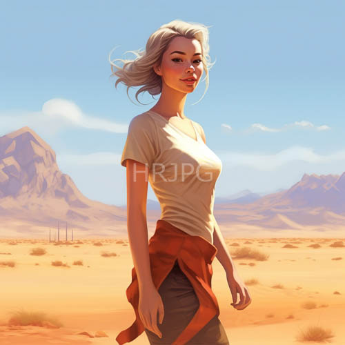 desert woman embracing resilience amidst arid terrain and majestic mountain vista