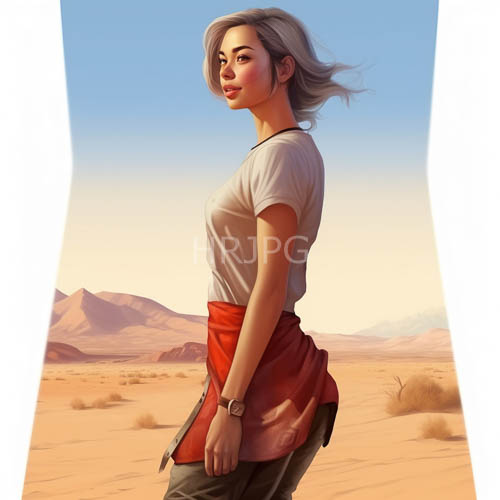High Resolution: Vast Desert Landscape Illuminates Young Womans Unique Character Definition download. | HRJPG.com