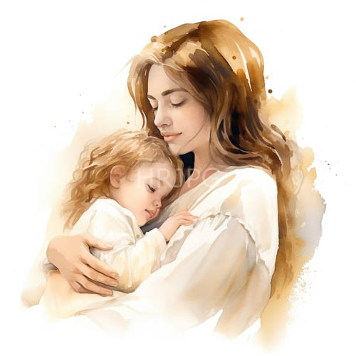 High Resolution: Mothers Gaze in Gentle Morning Light Captures Serene Moment in Quiet Family download. | HRJPG.com
