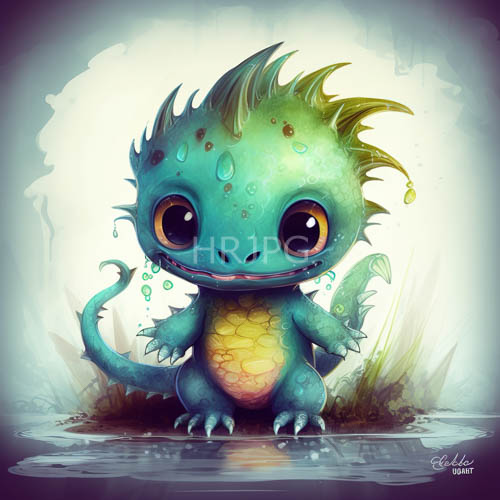 mystical seaweed dragon emerges from shallow aquatic waters with swirling grasses