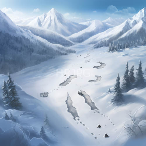 High Resolution: Winter Alpine Landscape Dominated by SnowCovered Peaks and River Paths download. | HRJPG.com