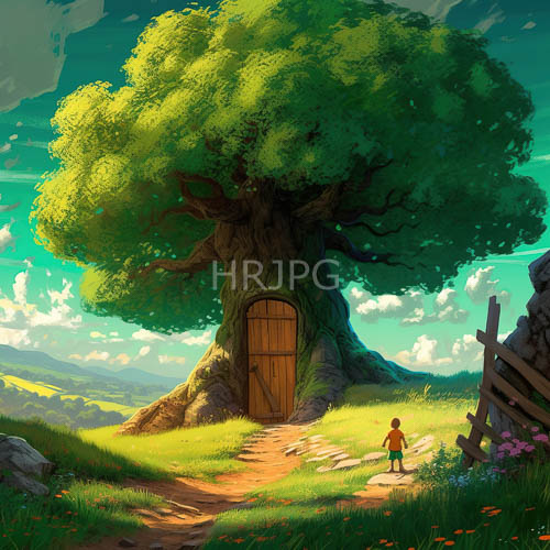 High Resolution: Ancient Tree Doorway Reveals Hidden Worlds Within a Winding Dirt Trail download. | HRJPG.com