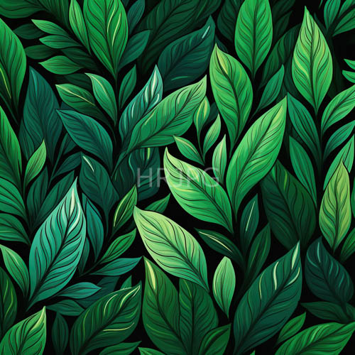 High Resolution: Emerald Leaf Patterns Unfold Against Deep Black Backdrop Revealing Intricate Textures and Varying Shades of Green Foliage download. | HRJPG.com